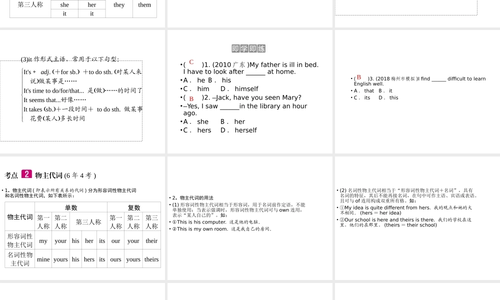 （广东专用）中考英语总复习 第2部分 语法专题复习 专题二 代词课件 人教新目标版-人教新目标版初中九年级全册英语课件