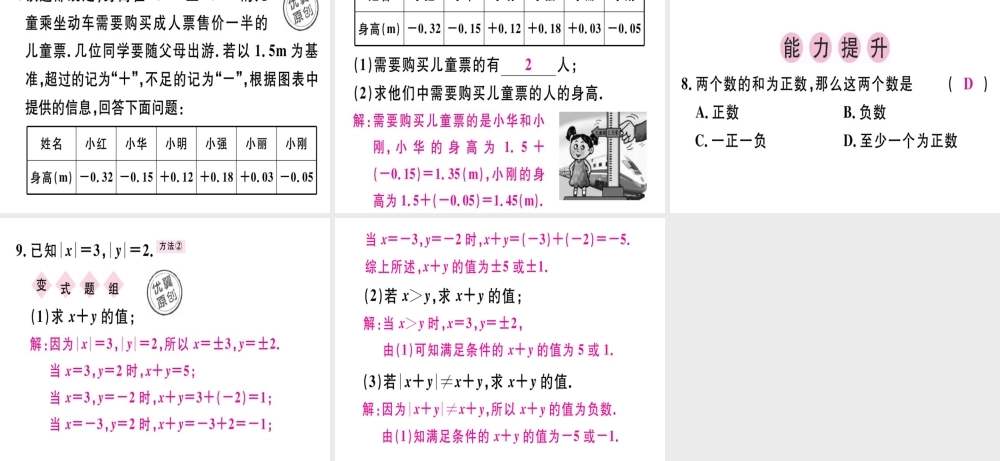 （广东专用）秋七年级数学上册 第一章 有理数 第7课时 有理数的加法（1）课堂精讲课件 （新版）新人教版-（新版）新人教版初中七年级上册数学课件