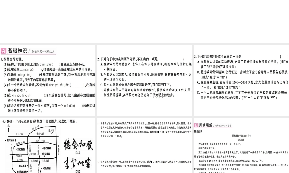 （广东专版）春七年级语文下册 第六单元 23 带上她的眼睛习题课件 新人教版-新人教版初中七年级下册语文课件
