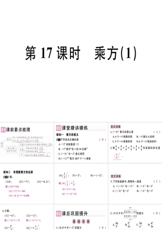 （广东专用）秋七年级数学上册 第一章 有理数 第17课时 乘方（1）课堂精讲课件 （新版）新人教版-（新版）新人教版初中七年级上册数学课件