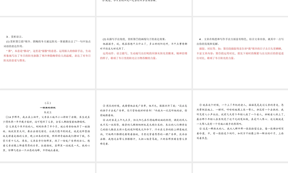 （广东专版）秋九年级语文上册 周末作业（十七）文学类文本阅读习题课件 新人教版-新人教版初中九年级上册语文课件