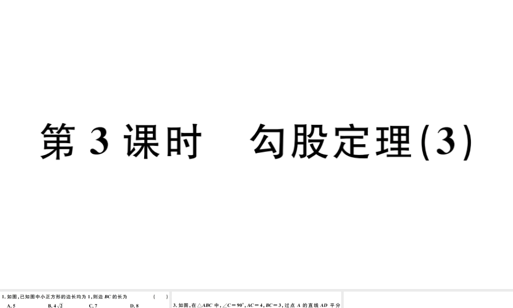 （广东专版）八年级数学下册 第十七章 勾股定理 第3课时 勾股定理习题课件 （新版）新人教版-（新版）新人教版初中八年级下册数学课件
