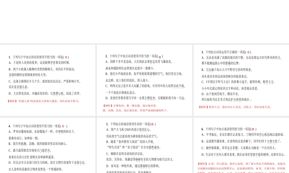 （广东专版）秋九年级语文上册 周末作业（十一）词语运用习题课件 新人教版-新人教版初中九年级上册语文课件