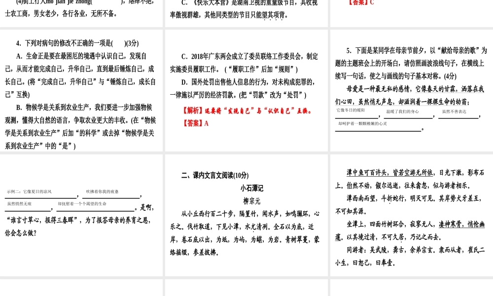 （广东专用）中考语文高分突破 满分特训10课件-人教版初中九年级全册语文课件