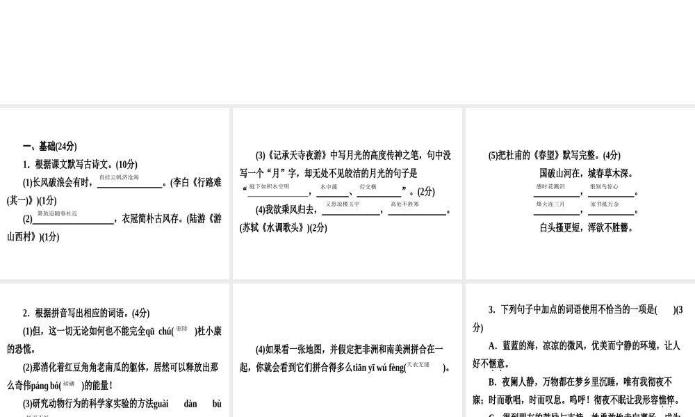 （广东专用）中考语文高分突破 满分特训13课件-人教版初中九年级全册语文课件