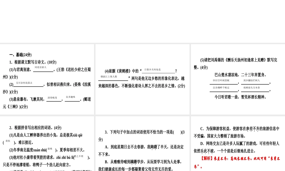 （广东专用）中考语文高分突破 满分特训14课件-人教版初中九年级全册语文课件