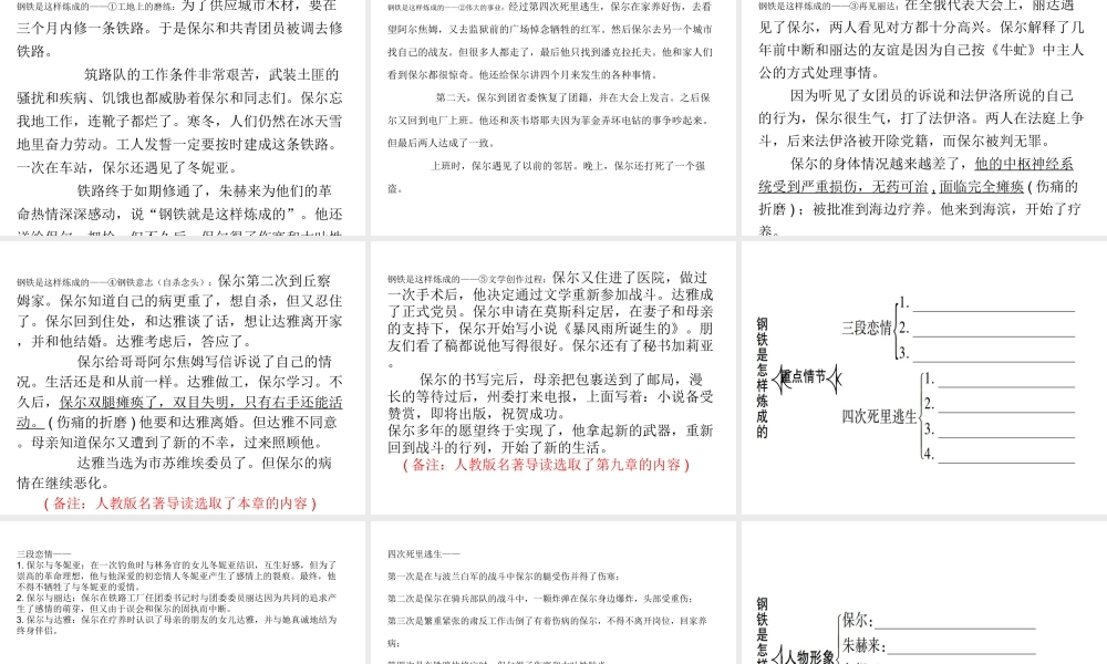 （广东专用）中考语文高分突破 第四部分 名著阅读 第1部 钢铁是怎样炼成的课件-人教版初中九年级全册语文课件