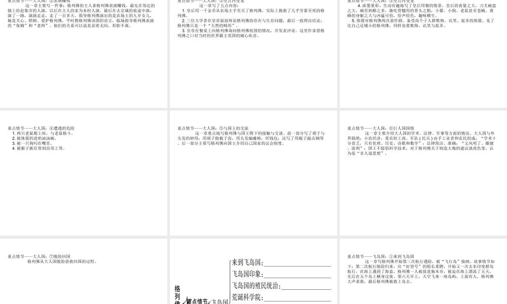 （广东专用）中考语文高分突破 第四部分 名著阅读 第2部 格列佛游记课件-人教版初中九年级全册语文课件