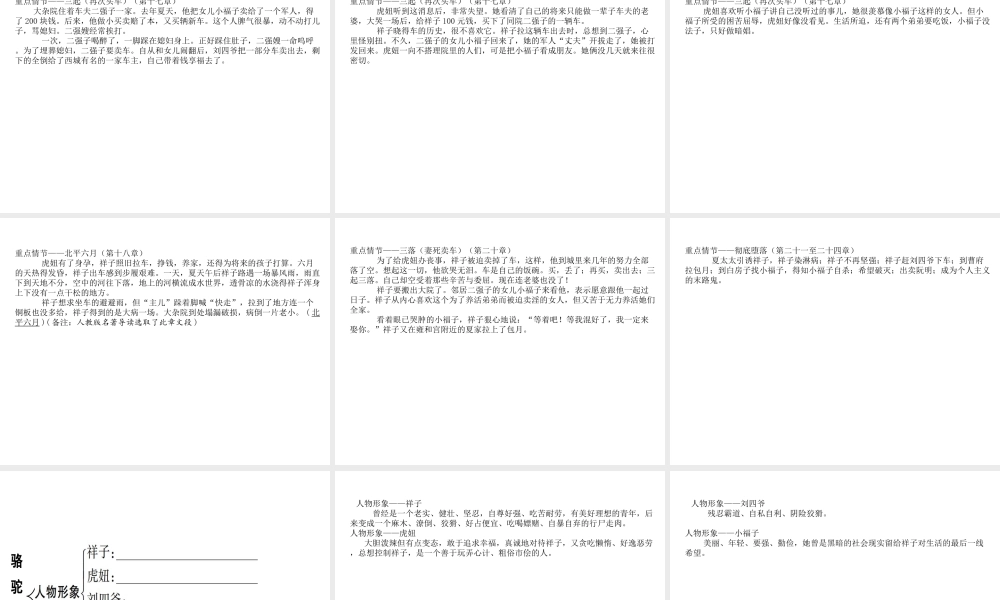 （广东专用）中考语文高分突破 第四部分 名著阅读 第3部 骆驼祥子课件-人教版初中九年级全册语文课件