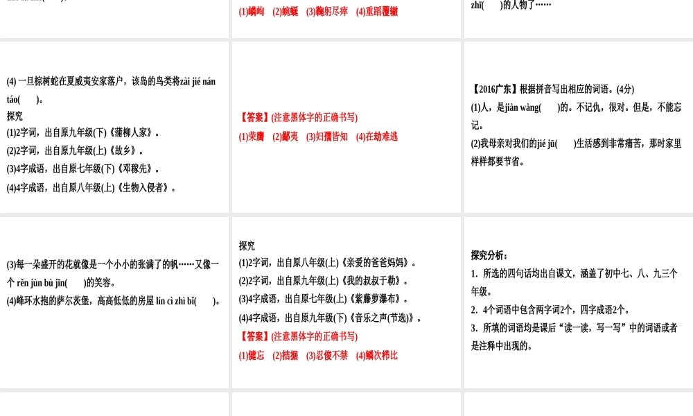 （广东专用）中考语文高分突破 第一部分 基础 第二节 字词积累课件-人教版初中九年级全册语文课件