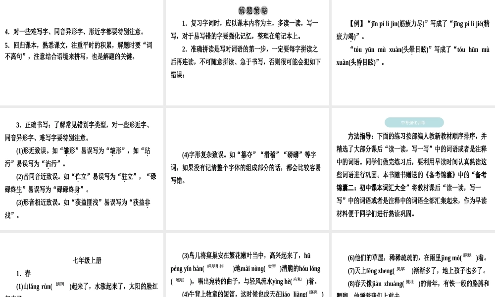 （广东专用）中考语文高分突破 第一部分 基础 第二节 字词积累课件-人教版初中九年级全册语文课件