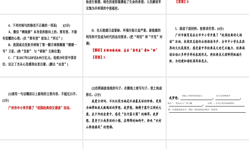 （广东专用）中考语文高分突破 满分特训5课件-人教版初中九年级全册语文课件