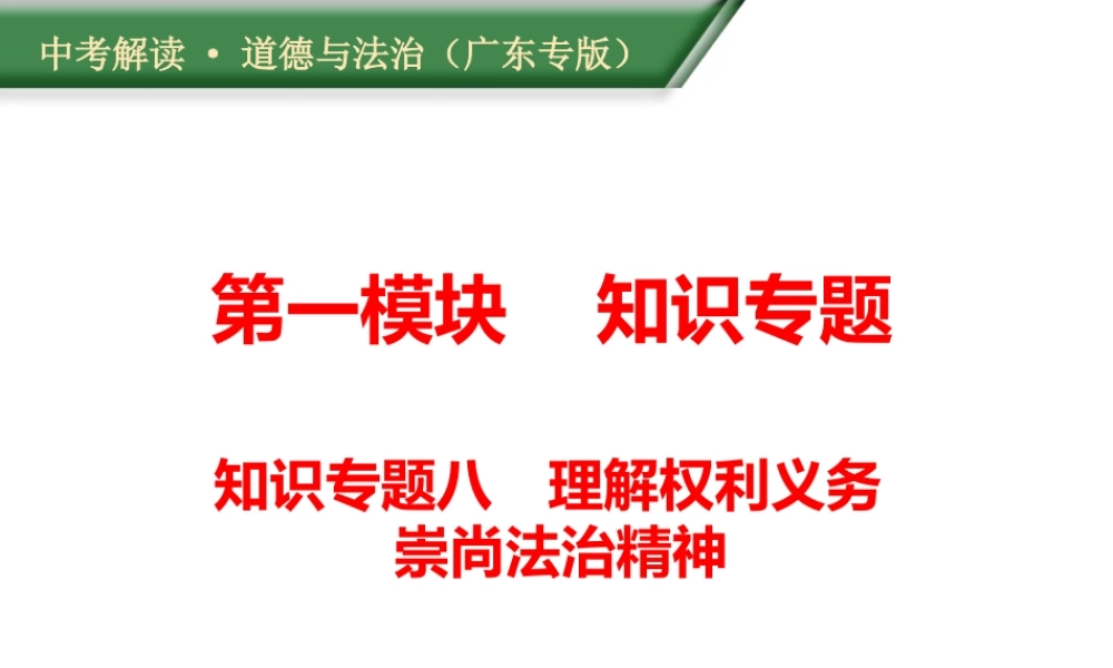 （广东专版）中考道德与法治解读总复习 知识专题八 理解权利义务 崇尚法治精神课件-人教版初中九年级全册政治课件