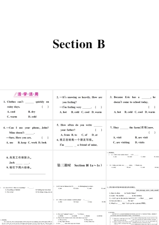 （广东专版）秋七年级英语下册 Unit 7 It’s raining第三课时习题课件（新版）人教新目标版-（新版）人教新目标版初中七年级下册英语课件