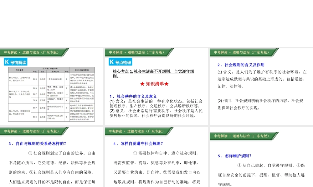 （广东专版）中考道德与法治解读总复习 知识专题六 遵守社会规则 践行道德法律课件-人教版初中九年级全册政治课件