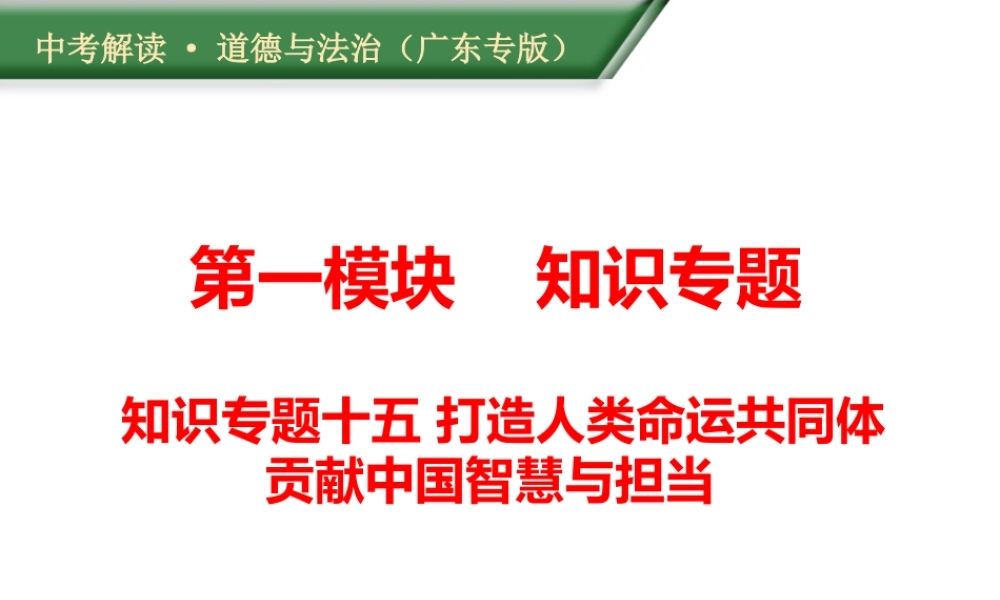 （广东专版）中考道德与法治解读总复习 知识专题十五 打造人类命运共同体 贡献中国智慧与担当课件-人教版初中九年级全册政治课件
