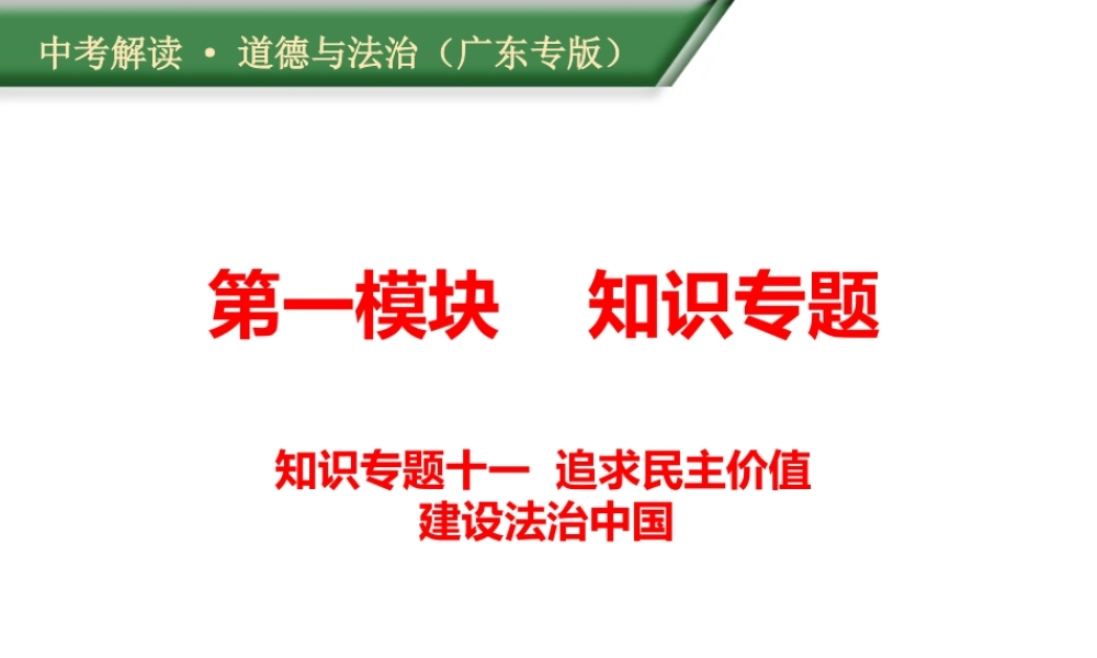 （广东专版）中考道德与法治解读总复习 知识专题十一 追求民主价值 建设法治中国课件-人教版初中九年级全册政治课件
