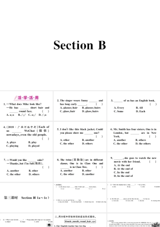 （广东专版）秋七年级英语下册 Unit 9 What does he look like第三课时习题课件（新版）人教新目标版-（新版）人教新目标版初中七年级下册英语课件