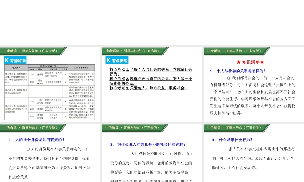 （广东专版）中考道德与法治解读总复习 知识专题五 走进社会生活 承担社会责任课件-人教版初中九年级全册政治课件