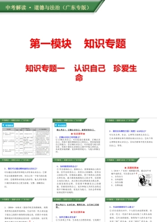 （广东专版）中考道德与法治解读总复习 知识专题一 调控情绪 磨砺意志课件-人教版初中九年级全册政治课件