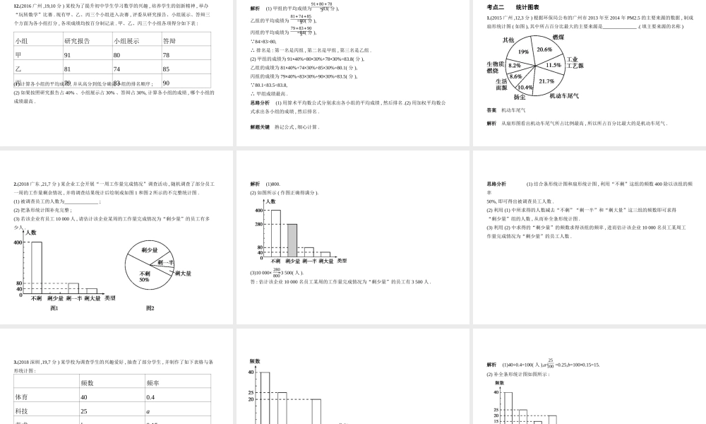 （广东专版）中考数学一轮复习 专题7 统计与概率 7.1 统计（试卷部分）课件-人教级全册数学课件