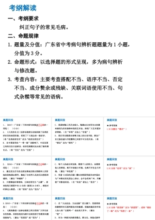 （广东专版）中考语文总复习 中考解读 基础与运用 第四章 病句的辨析与修改课件-人教版初中九年级全册语文课件