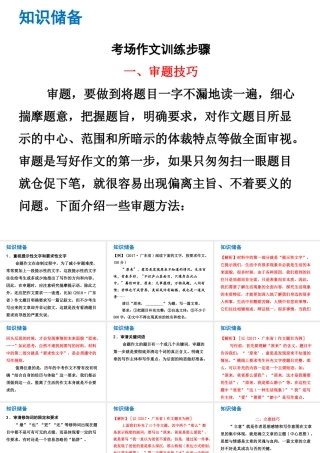 （广东专版）中考语文总复习 中考解读 写作提升 考场作文训练步骤课件-人教版初中九年级全册语文课件