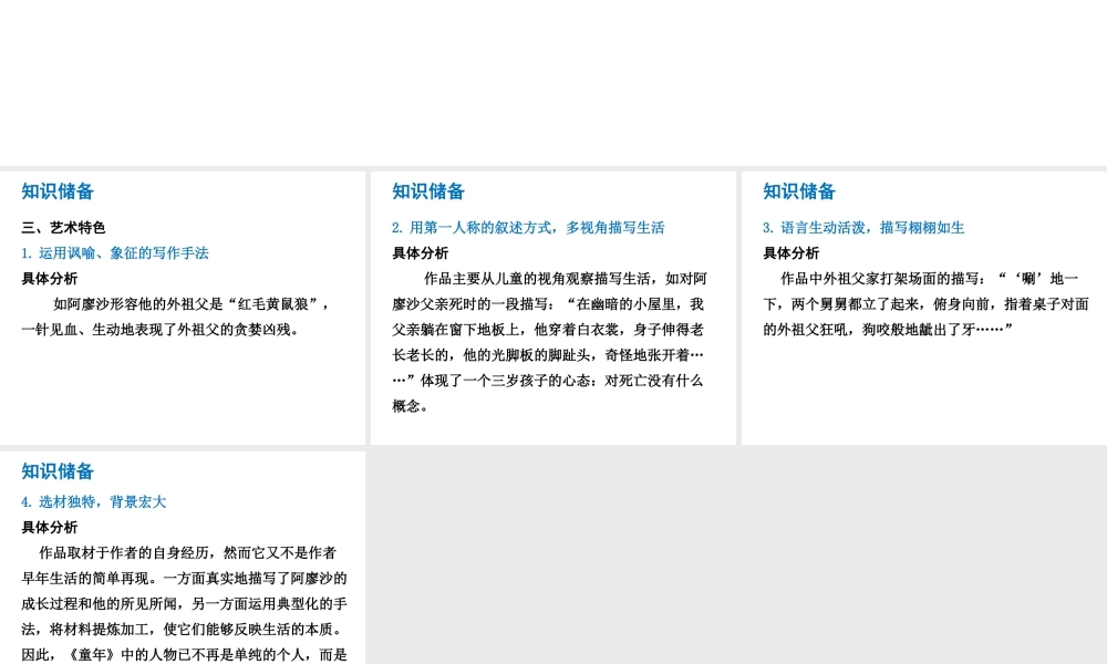 （广东专版）中考语文总复习 中考解读 阅读理解 第四章 名著阅读 第六部《童年》课件-人教版初中九年级全册语文课件