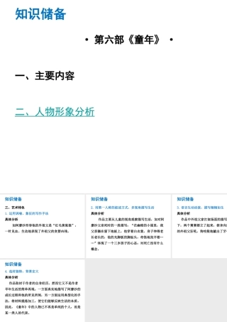 （广东专版）中考语文总复习 中考解读 阅读理解 第四章 名著阅读 第六部《童年》课件-人教版初中九年级全册语文课件