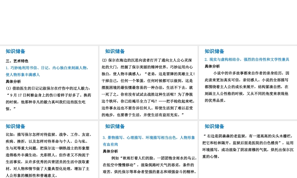 （广东专版）中考语文总复习 中考解读 阅读理解 第四章 名著阅读 第四部《钢铁是怎么炼成的》课件-人教版初中九年级全册语文课件