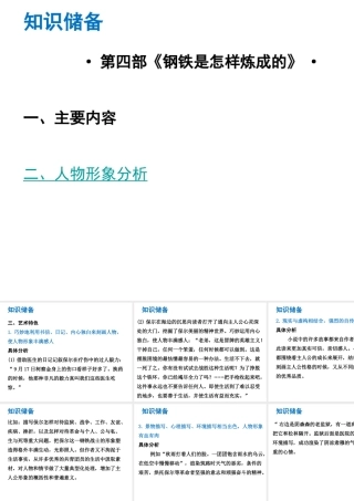 （广东专版）中考语文总复习 中考解读 阅读理解 第四章 名著阅读 第四部《钢铁是怎么炼成的》课件-人教版初中九年级全册语文课件