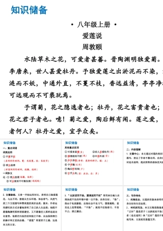 （广东专版）中考语文总复习 中考解读 阅读理解 第一章 文言文阅读 第一节 课内文言文阅读 八上 爱莲说课件-人教版初中九年级全册语文课件