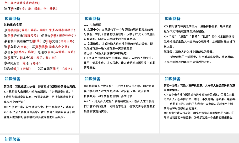 （广东专版）中考语文总复习 中考解读 阅读理解 第一章 文言文阅读 第一节 课内文言文阅读 八上 桃花源记课件-人教版初中九年级全册语文课件