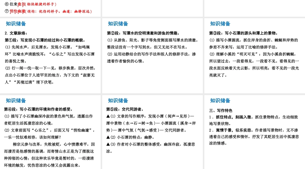 （广东专版）中考语文总复习 中考解读 阅读理解 第一章 文言文阅读 第一节 课内文言文阅读 八下 小石潭记课件-人教版初中九年级全册语文课件