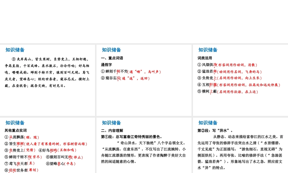 （广东专版）中考语文总复习 中考解读 阅读理解 第一章 文言文阅读 第一节 课内文言文阅读 八下 与朱元思书课件-人教版初中九年级全册语文课件