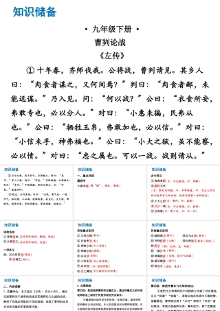 （广东专版）中考语文总复习 中考解读 阅读理解 第一章 文言文阅读 第一节 课内文言文阅读 九下 曹刿论战课件-人教版初中九年级全册语文课件