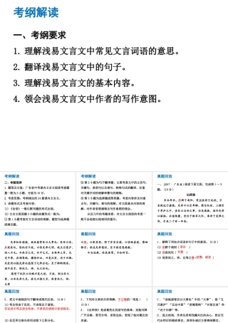 （广东专版）中考语文总复习 中考解读 阅读理解 第一章 文言文阅读 第一节 课内文言文阅读 课内文言文阅读课件-人教版初中九年级全册语文课件