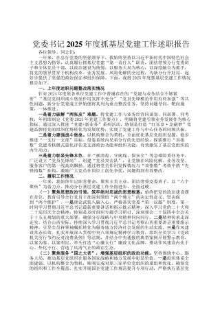 党委书记2025年度抓基层党建工作述职报告