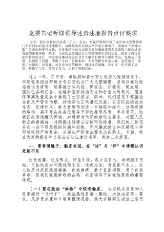 党委书记听取领导述责述廉报告点评要求