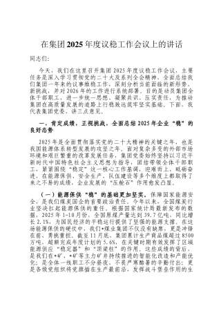 在集团2025年度议稳工作会议上的讲话