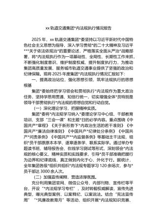 XX轨道交通集团党内法规执行情况报告