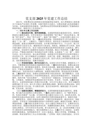 党支部2025年党建工作总结