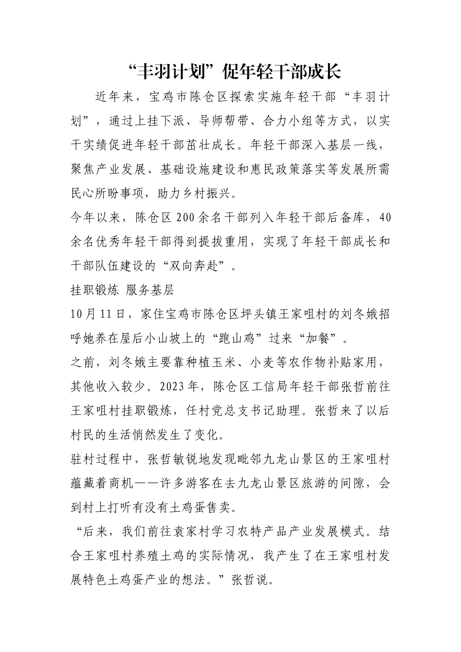 “丰羽计划”促年轻干部成长【更多材料关注抖音：资深秘书】_第1页