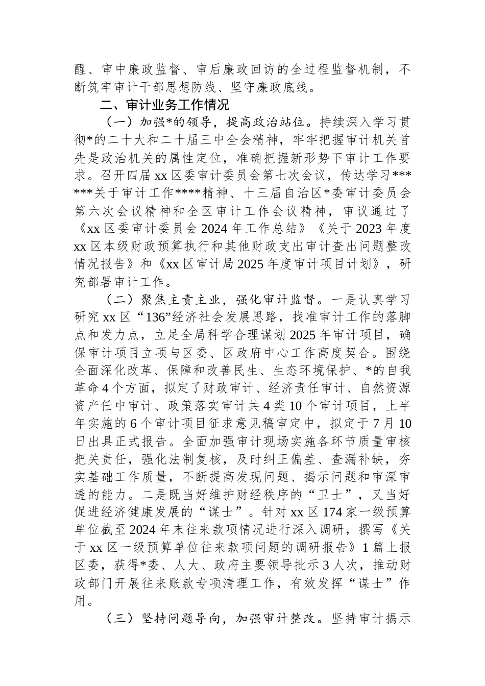 XX区审计局2025年上半年工作总结和下半年工作思路_第3页