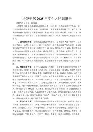 法警干部2025年度个人述职报告