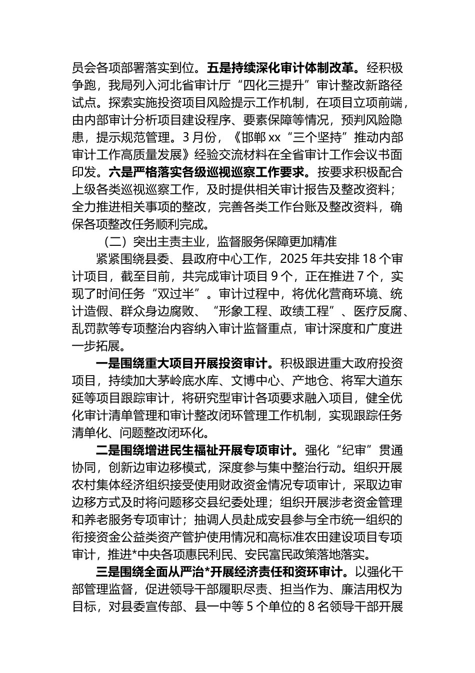 XX审计局2025年上半年工作总结和下半年工作计划_第2页