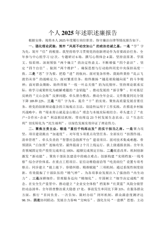 个人2025年述职述廉报告