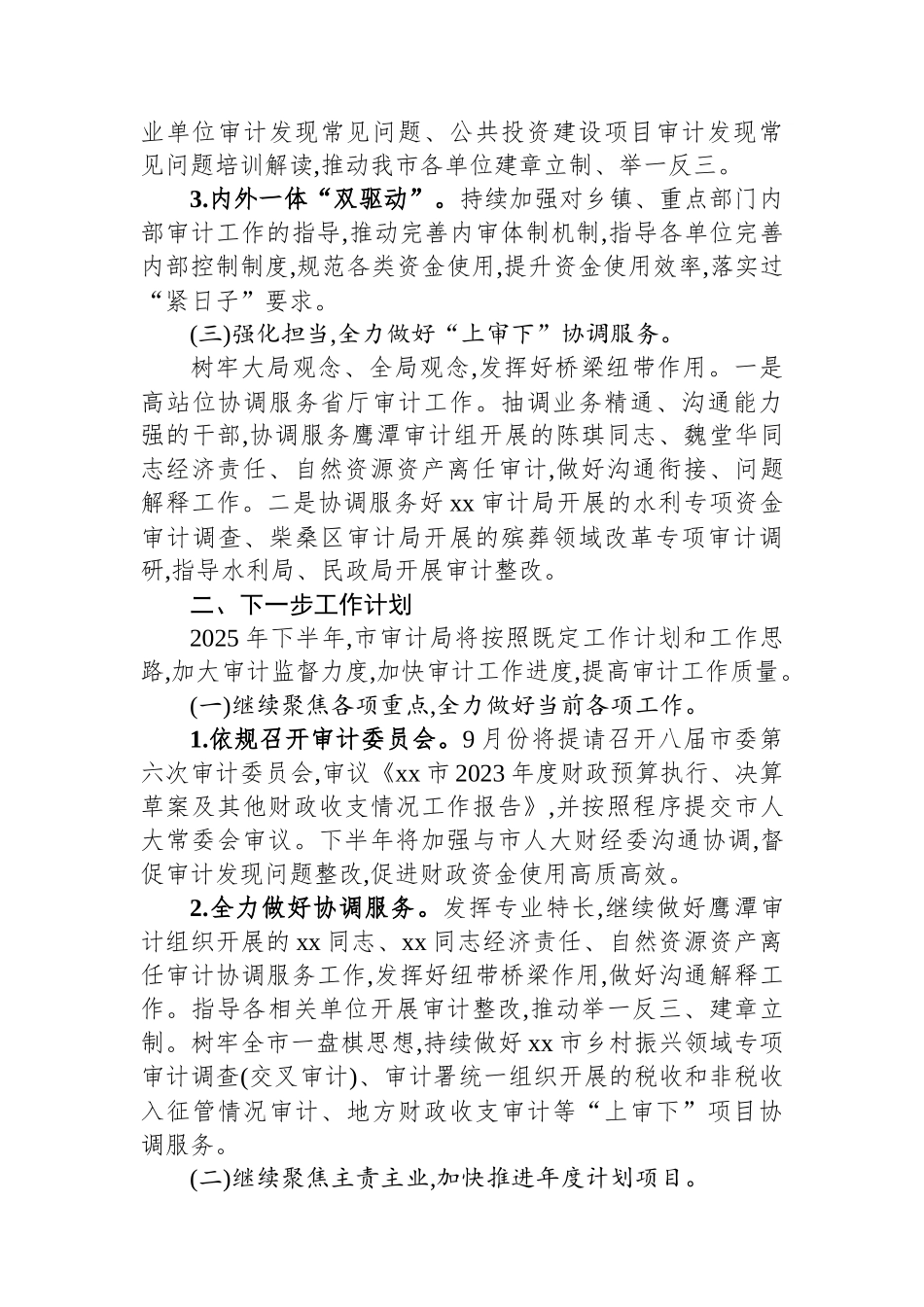 XX市审计局2025年上半年工作总结_第2页