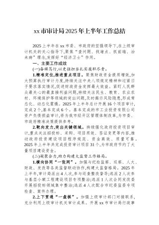 XX市审计局2025年上半年工作总结