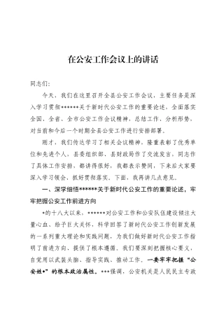 公安工作会议上的讲话